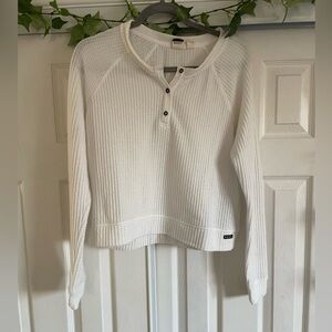 Roxy white waffle long sleeve